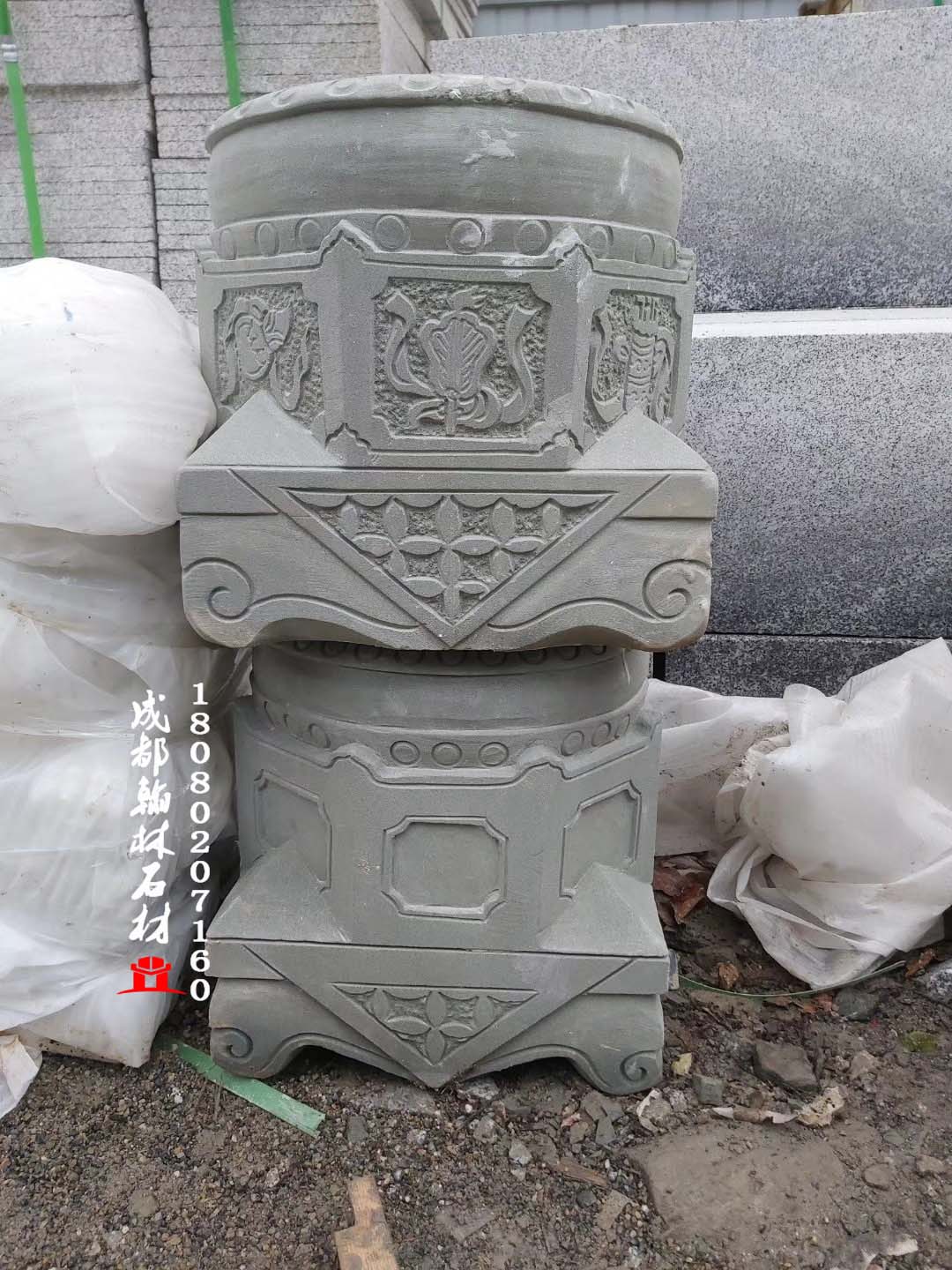 四川青石石雕柱墩柱脚