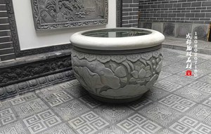 中式别墅青石风水缸四川