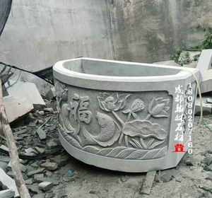 四川青石厂家雕刻青砂石水缸